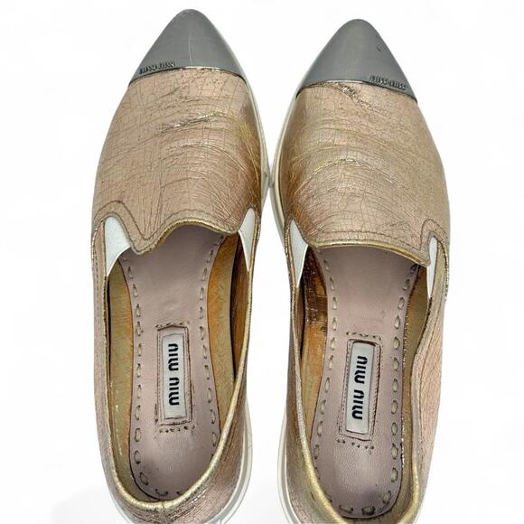 Miu miu metallic silver pink and gold slip on sneaker - Picture 2 of 8